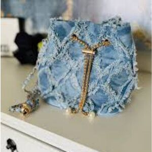 Chic Blue Fringed Women's Bag